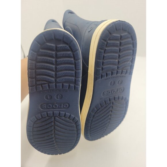Crocs Navy Blue Bump It Boots Jr Size 1 Pull On Waterproof Rainboot - Picture 10 of 12